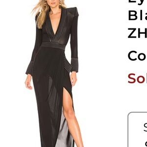 Black Long Sleeve V-Neck Draped Maxi Dress